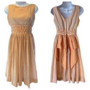 Vintage 1960’s Stanton Jrs. Gingham Cottagecore High Waisted Trill Dress